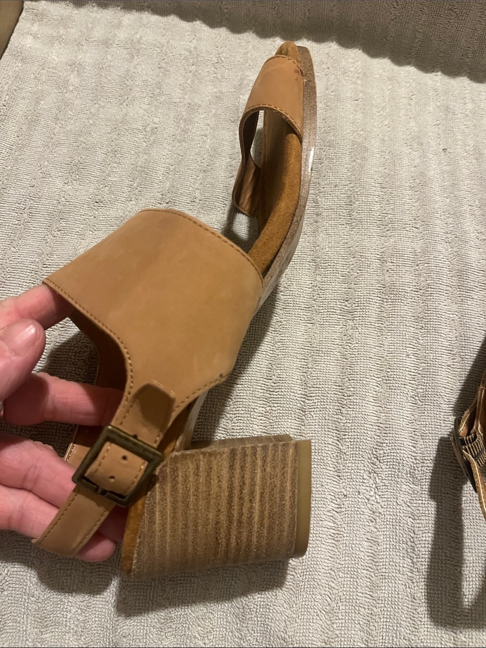 Dune London Tan Leather Block Heel Comfort Sandals -size 40 - Picture 6 of 7